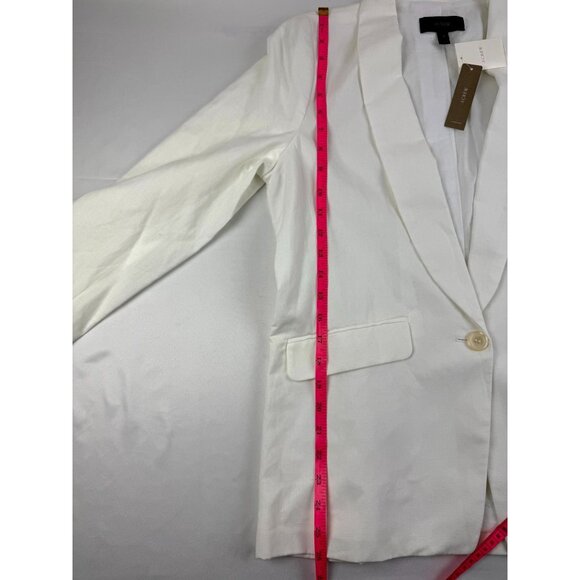 NWT J. Crew Women's Cotton Linen Blazer Jacket 8 White One Button - Picture 8 of 8